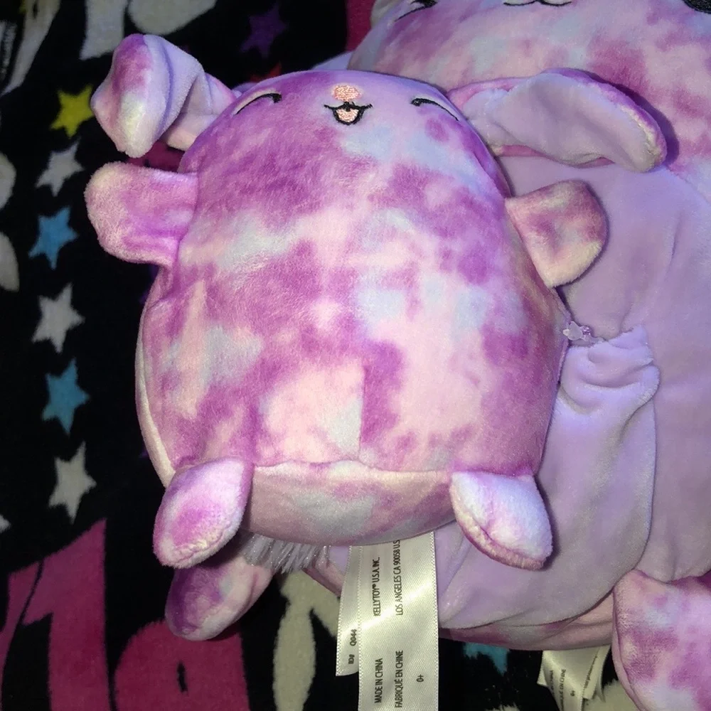 New Squishmallows Purple Tie-Dye Bunny Plush Stuffed Animal Cute Winking Rabbit